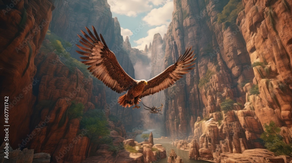 Obraz premium eagle flying over the mountain