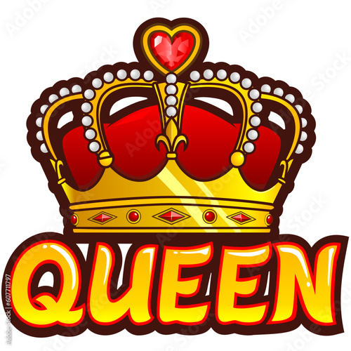 golden crown with word queen