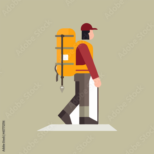 camping backpacker character vector, very suitable for adventure, outdoor, camp, expedition. etc