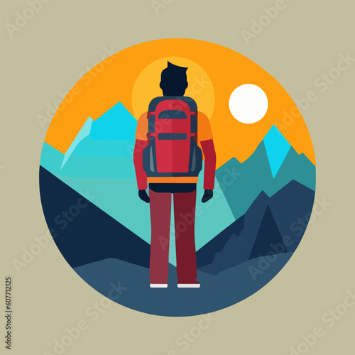 camping backpacker character vector, very suitable for adventure, outdoor, camp, expedition. etc