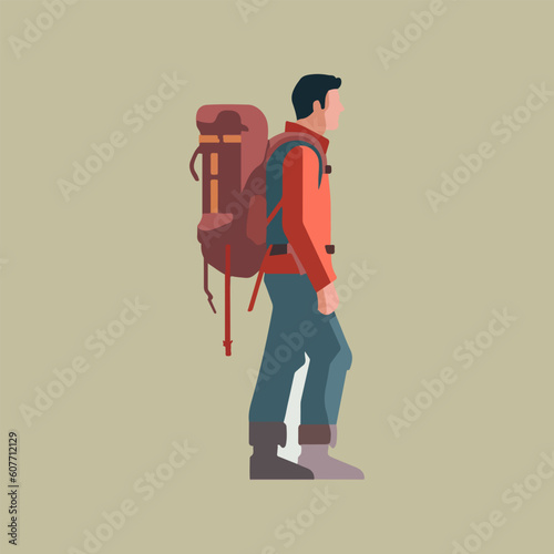 camping backpacker character vector, very suitable for adventure, outdoor, camp, expedition. etc