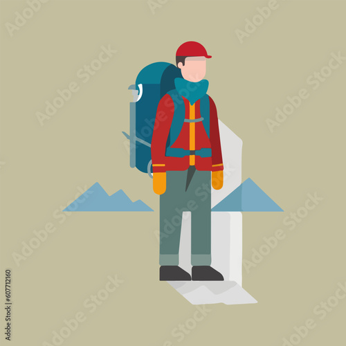 camping backpacker character vector, very suitable for adventure, outdoor, camp, expedition. etc