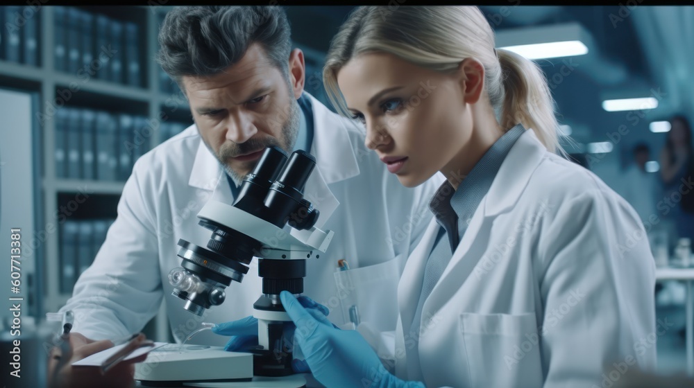 female doctor looking at a microscope female doctor looking at a microscope