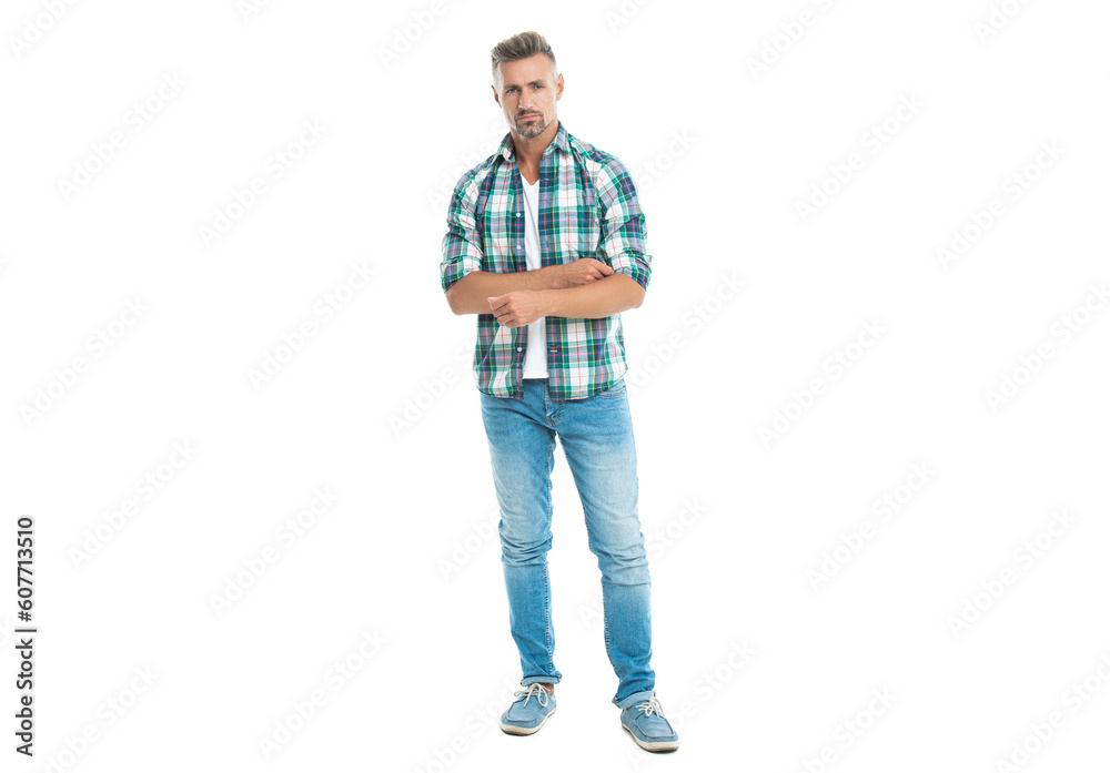 mature handsome casual man looking confident and stylish. A casual man in a checkered shirt and jeans. A cool casual man against white background. A casual man wearing a plaid shirt and jeans mature handsome casual man looking confident and stylish. A casual man in a checkered shirt and jeans. A cool casual man against white background. A casual man wearing a plaid shirt and jeans