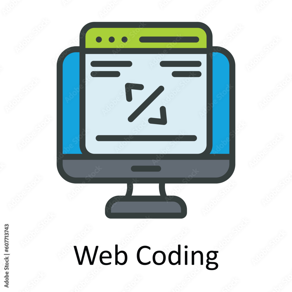 Web Coding Vector Fill outline Icon Design illustration. User interface Symbol on White background EPS 10 File Web Coding Vector Fill outline Icon Design illustration. User interface Symbol on White background EPS 10 File