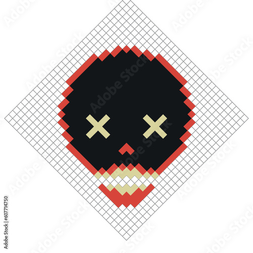 Human skull. 8 bit pixel art. Isolated vector illustration.