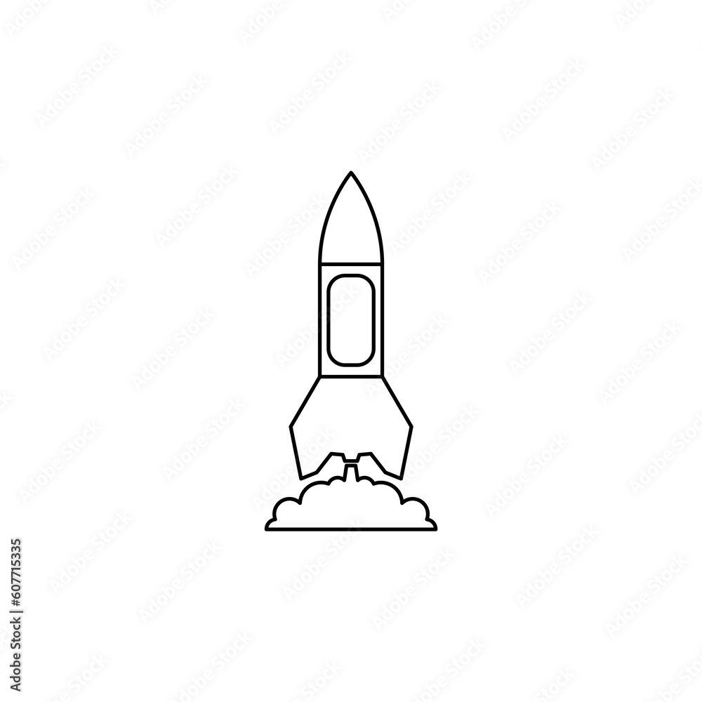Start up of the space rocket. Rocket ship. Business launch. Vector illustration.