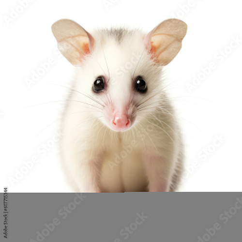 Cute baby opossum isolated on a white background. Generative AI
