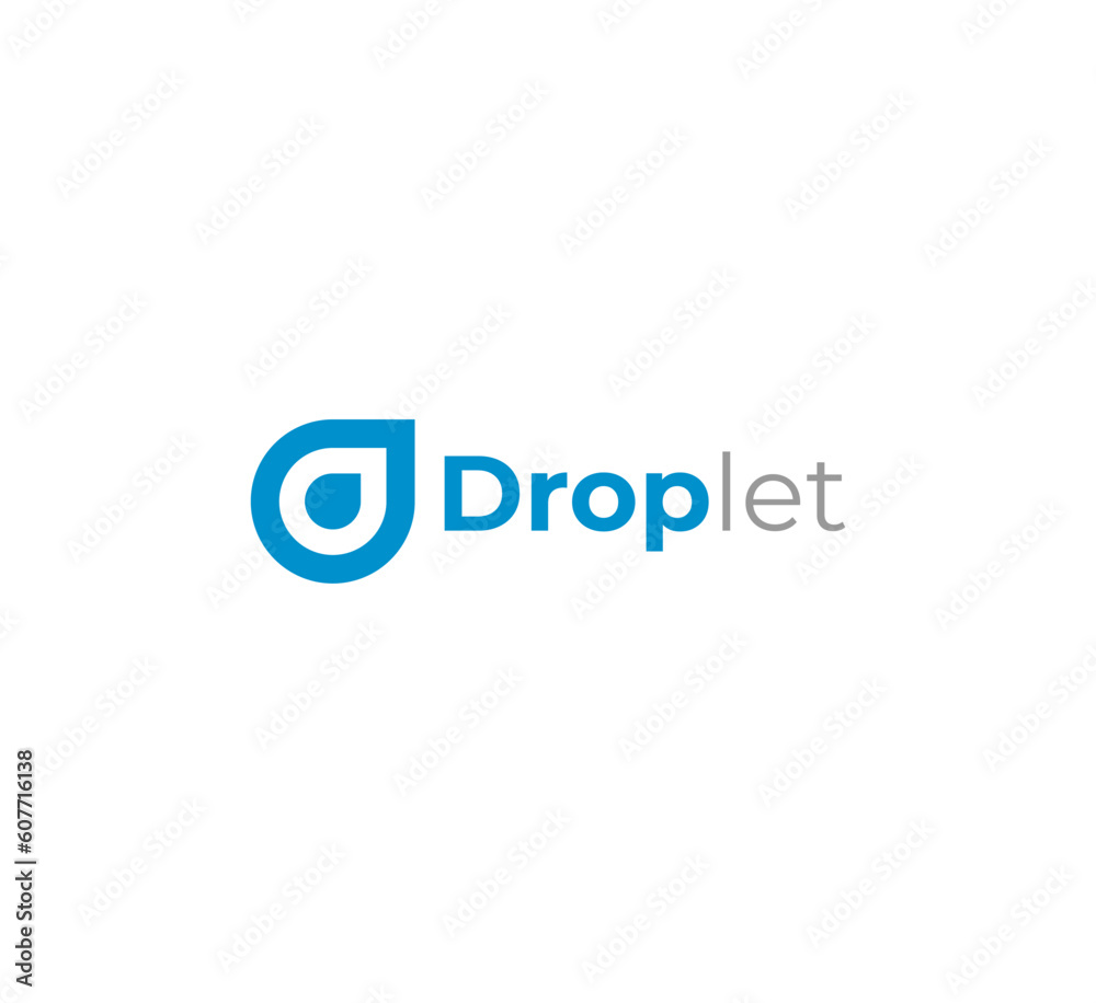 Simple Oil Drop Logo. Green Initial Letter D with Waterdrop Combination isolated on White Background Simple Oil Drop Logo. Green Initial Letter D with Waterdrop Combination isolated on White Background