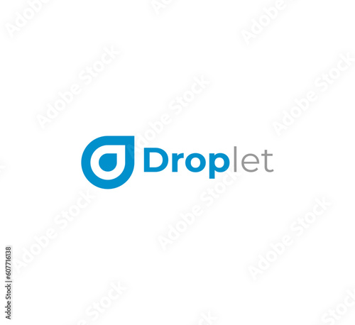 Simple Oil Drop Logo. Green Initial Letter D with Waterdrop Combination isolated on White Background