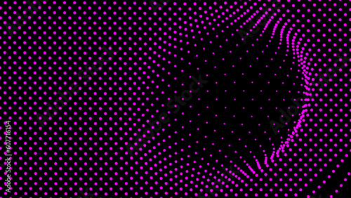 Dome-shaped protrusion part seine by stretching mesh for the illusion three-dimensional deformation of the surface. Screen media video trippy. Mesh LCD display. Scale size different hole space.