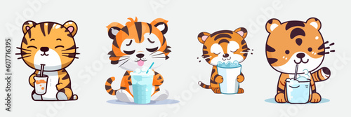 baby tiger character with fresh water