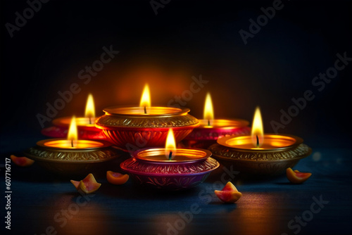 Celebrating the Festival of Lights: Happy Diwali Illustration. AI generated
