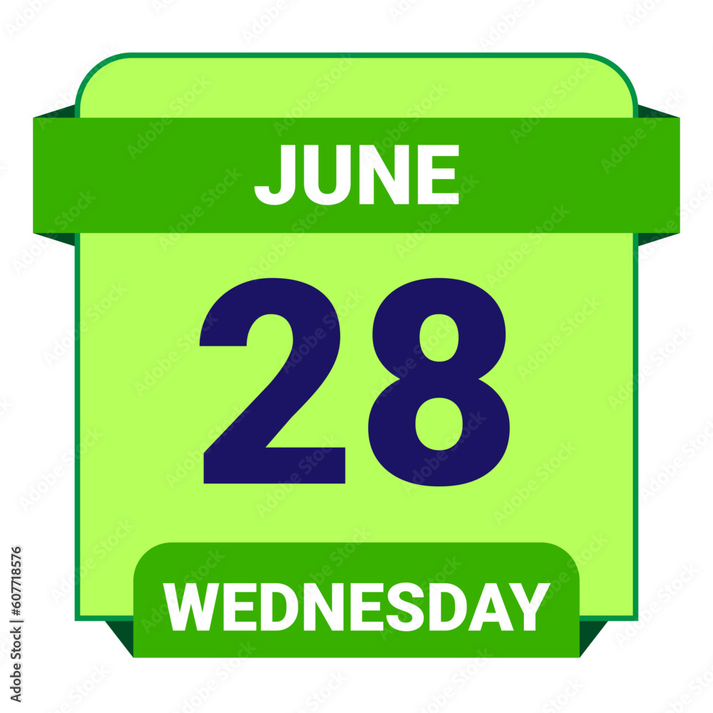 28 June, Wednesday. Date template. Useful design for calendar or event promotion. Vector illustration EPS 10 File. Isolated on white background. 28 June, Wednesday. Date template. Useful design for calendar or event promotion. Vector illustration EPS 10 File. Isolated on white background.