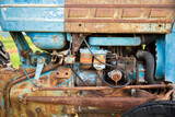 Old car engine, antique, traces of use no longer exist.