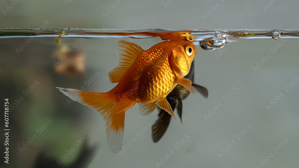 Goldfish In Water Troughs