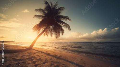 Tropical palm in the beach. Generative Ai