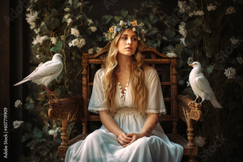 Photorealistic portrait of Ancient Greek Goddess Aphrodite or Ancient roman Goddess Venus (Generative AI) photo