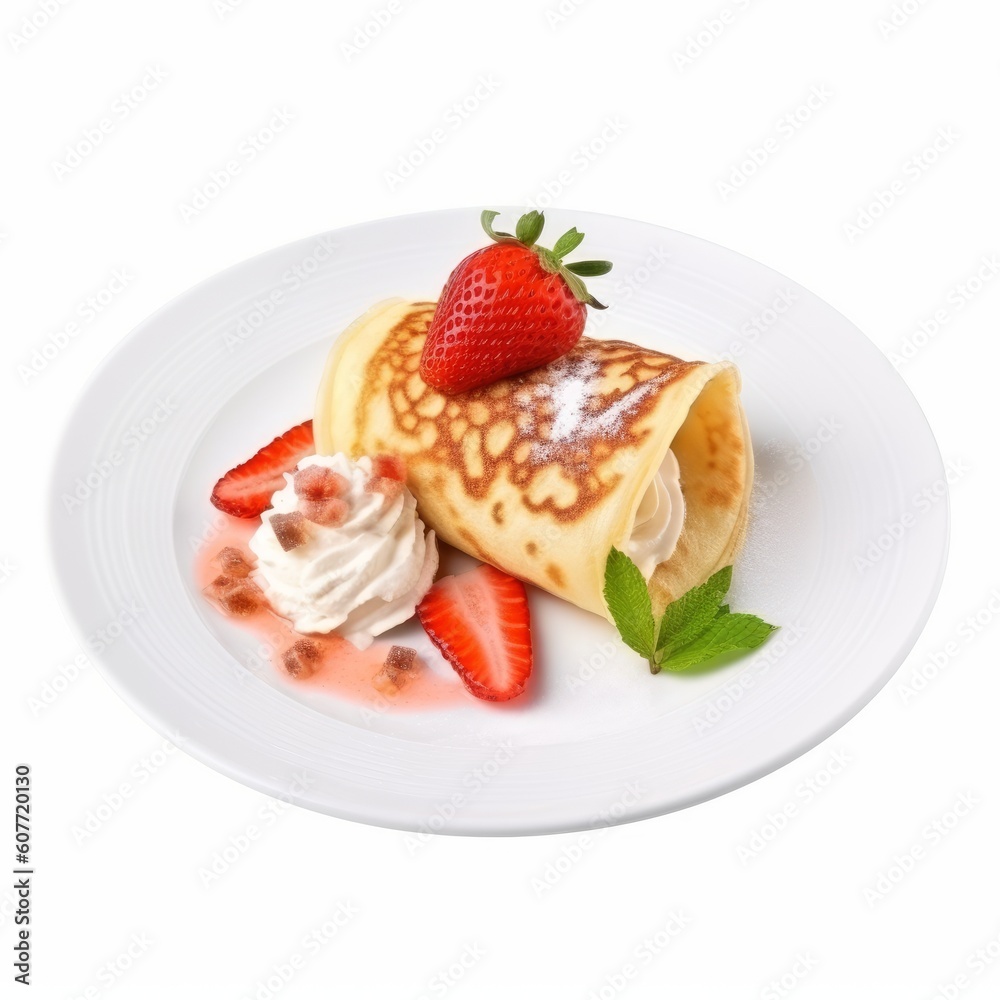 Delicious pancake with strawberries, Generative ai Delicious pancake with strawberries, Generative ai