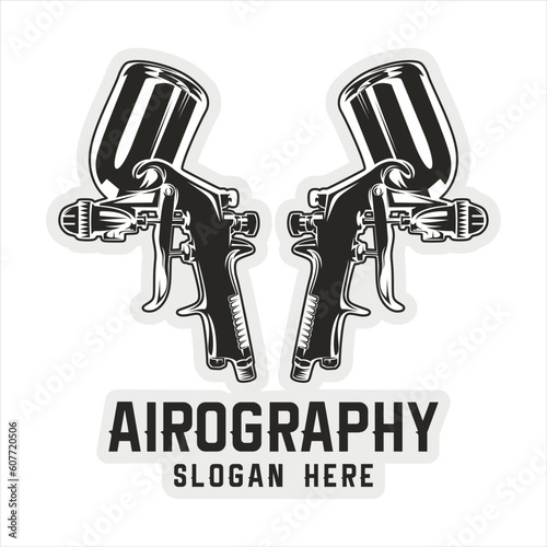 Aerography Black And White Logo Emblem, Airbrush Logo