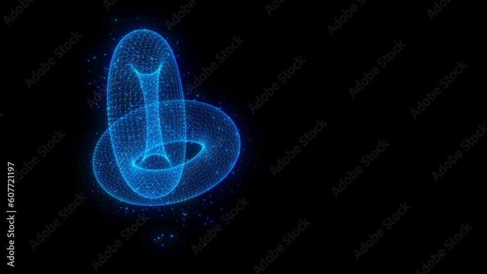 Holographic chain circles shape turning and move, Cryptocurrency blockchain networks connect, On a dark background