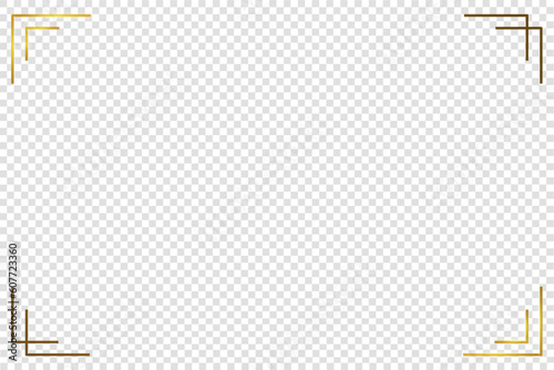 Luxury gold border isolated on transparent background. Glowing gradient effect rectangle curve frame. Vector illustration.