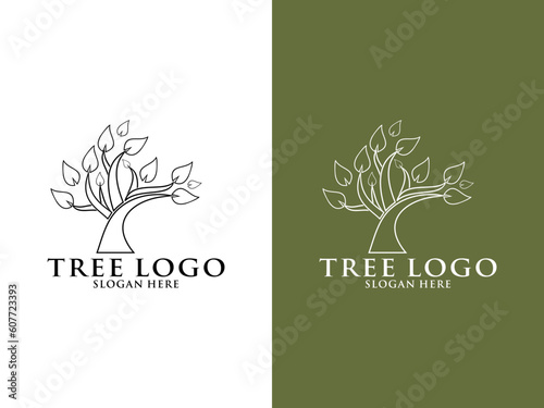 Tree Logo vector  Abstract Tree Line Logo design template