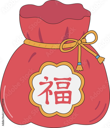 Traditional Red Lucky Bag Gift Illustration Graphic Element Art Card