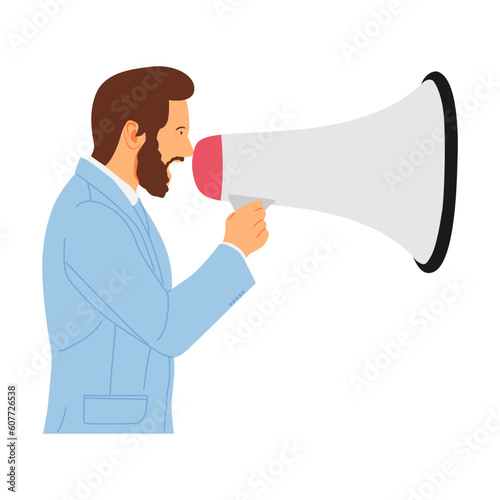 vector illustration of the concept of a person holding a megaphone