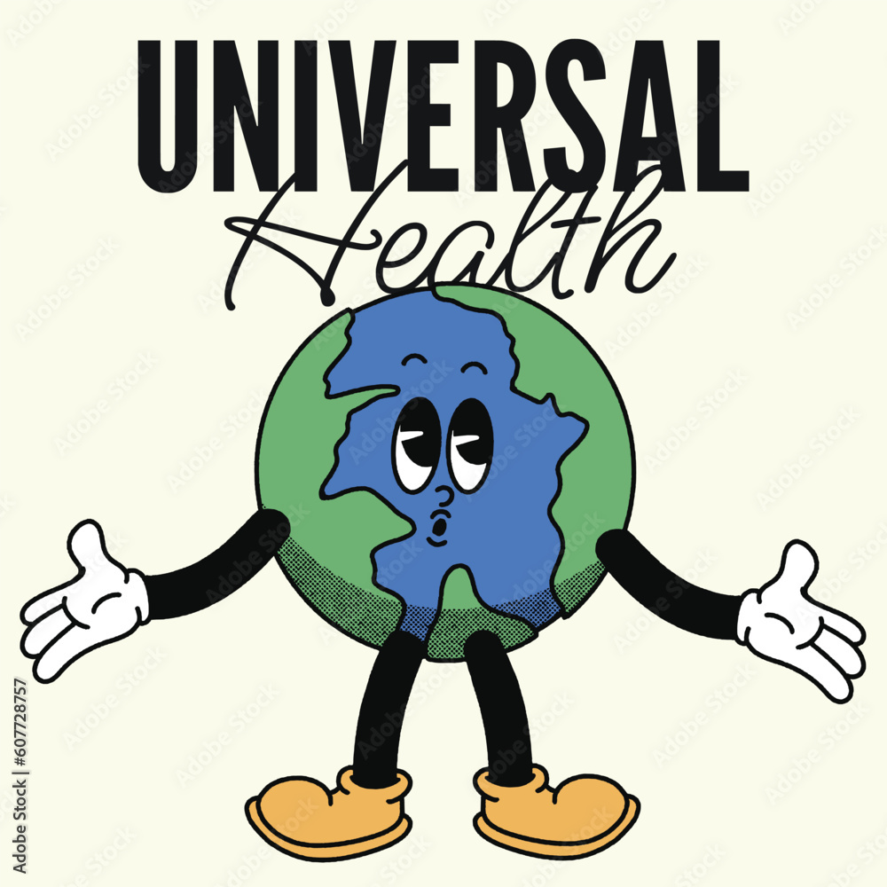 Obraz premium Universal Health With World Groovy Character design