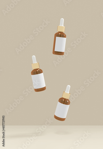 3d render cosmetik serum bottle mocup photo