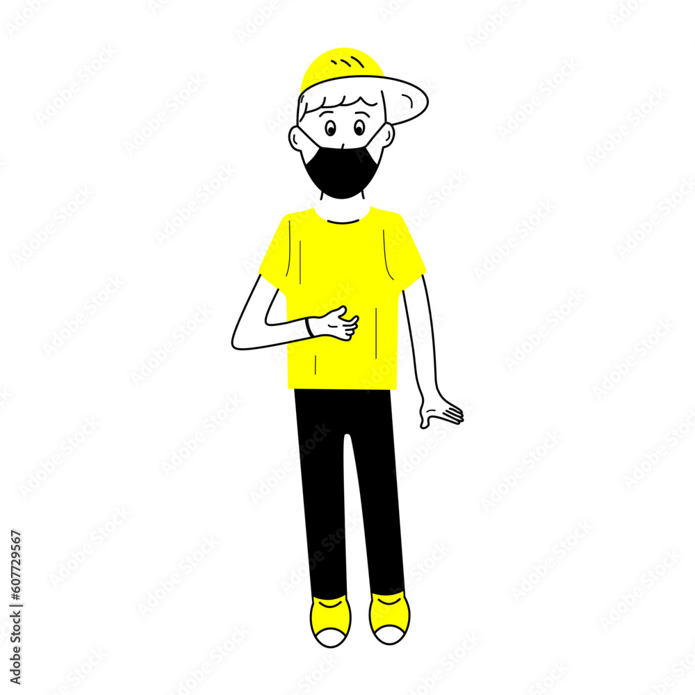 teenage boys wearing yellow shirts and hats and wearing mask teenage boys wearing yellow shirts and hats and wearing mask