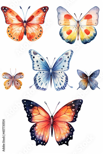 butterfly watercolor clipart cute isolated on white background © LightoLife