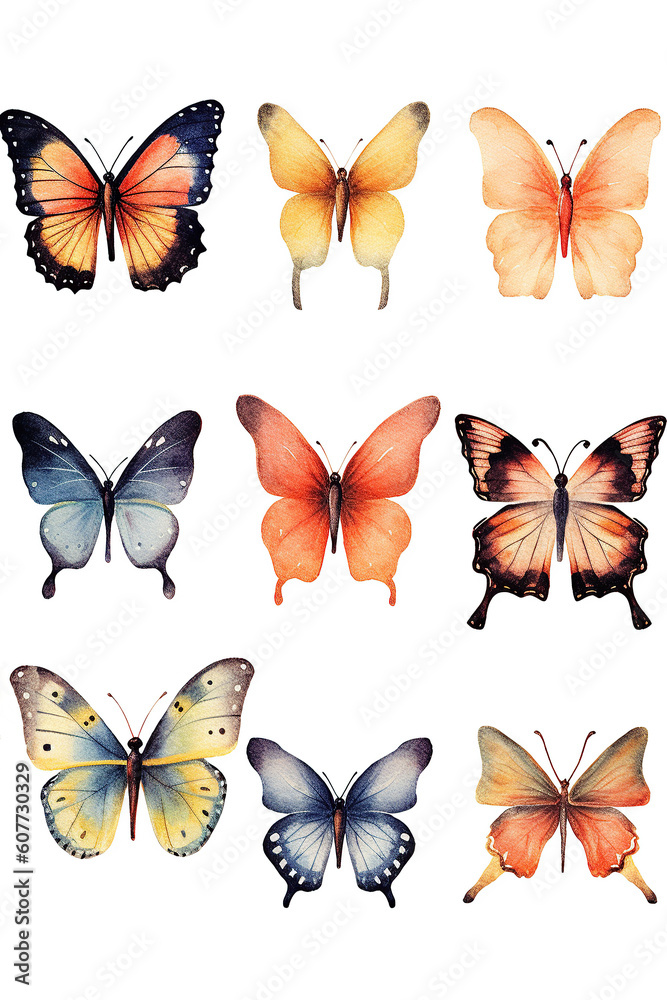 butterfly watercolor clipart cute isolated on white background