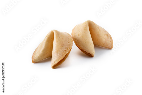 Traditional fortune cookies isolated on white background