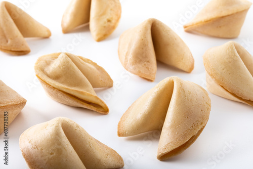 Traditional fortune cookies isolated on white background