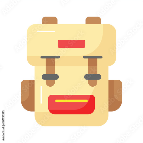 An icon of traveling backpack, cute rucksack vector in modern style