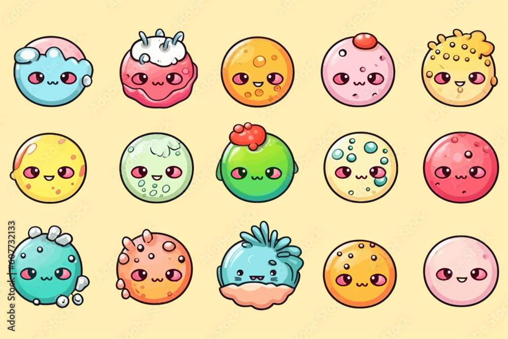 Vector Art, Set of Cute Ball Character, Halloween Illustration Vector Art, Set of Cute Ball Character, Halloween Illustration