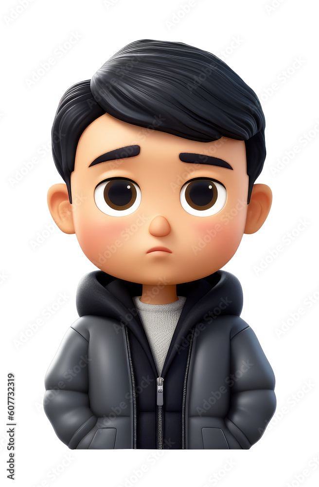 Emoji, a sad Chinese man on a transparent background. PNG, memoji, ai Emoji, a sad Chinese man on a transparent background. PNG, memoji, ai