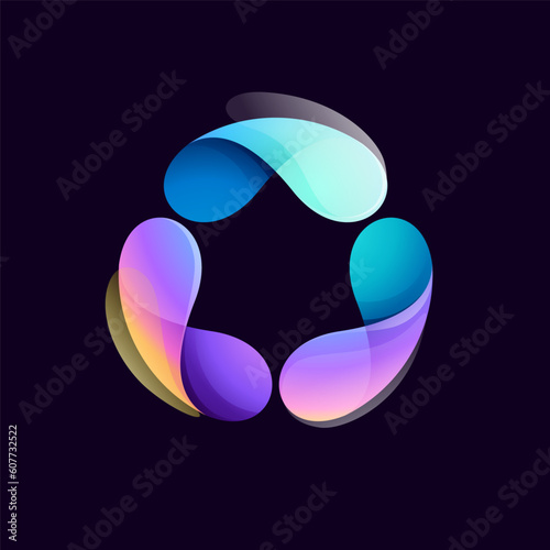 Sphere logo. Yin and yang in circle emblem. Energy protection shield. Vector element for your Finance app, game branding.