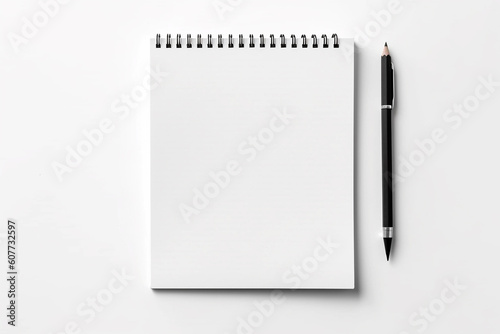 White blank sheets of a4 paper size or documents mockup with pencil on a white background. Template for design, Generative AI