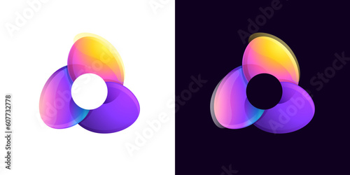 Multicolor fintech logo. Abstract gradient triangle icon. Infinity rotation emblem. Vector colorful triple sign.