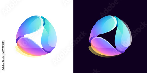 Sphere logo. Yin and yang in circle emblem. Energy protection shield.