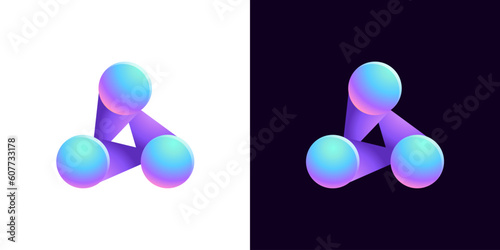 Multicolor fintech logo. Abstract gradient triangle icon. Infinity rotation emblem. Vector colorful triple sign.