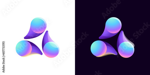 Multicolor fintech logo. Abstract gradient triangle icon. Infinity rotation emblem. Vector colorful triple sign.