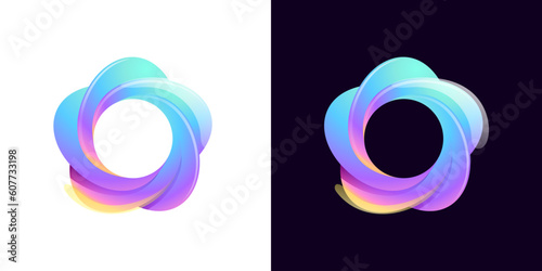 Sphere logo. Yin and yang in circle emblem. Energy protection shield.
