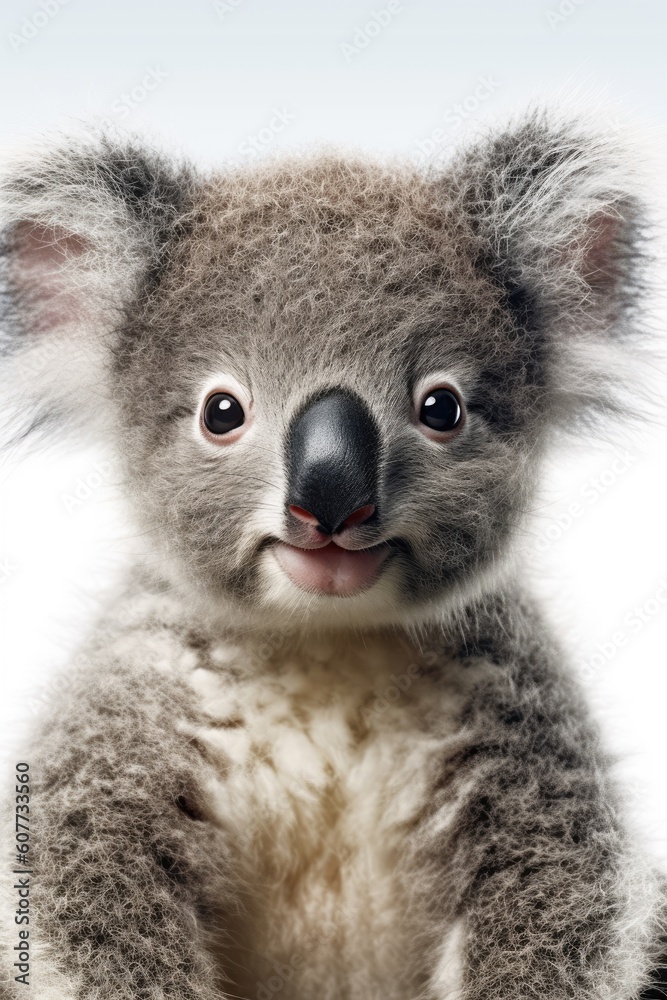 Cute baby Koala isolated on a white background. Generative AI Cute baby Koala isolated on a white background. Generative AI