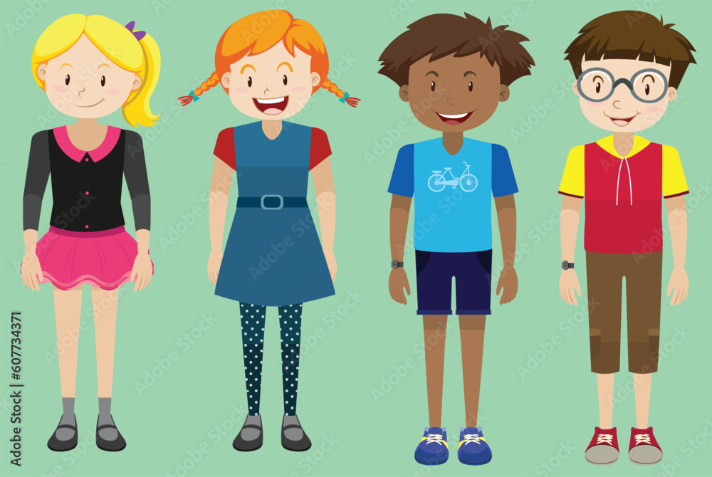 Boys and girls with happy face illustration by the greatest graphics Boys and girls with happy face illustration by the greatest graphics