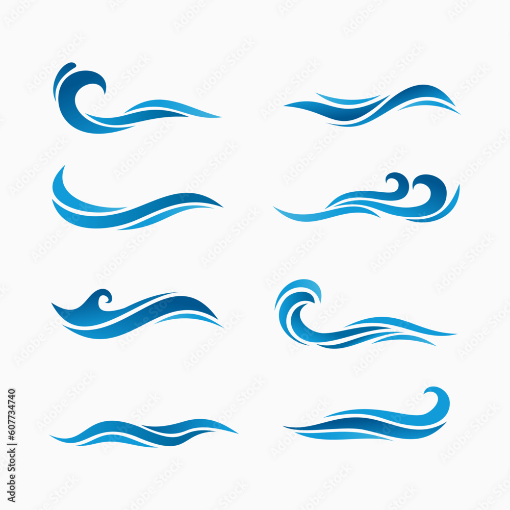 set of abstract wave elements illustration set of abstract wave elements illustration