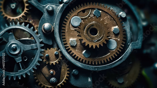 Detailed View of Clock Gears Mechanism, Generative AI